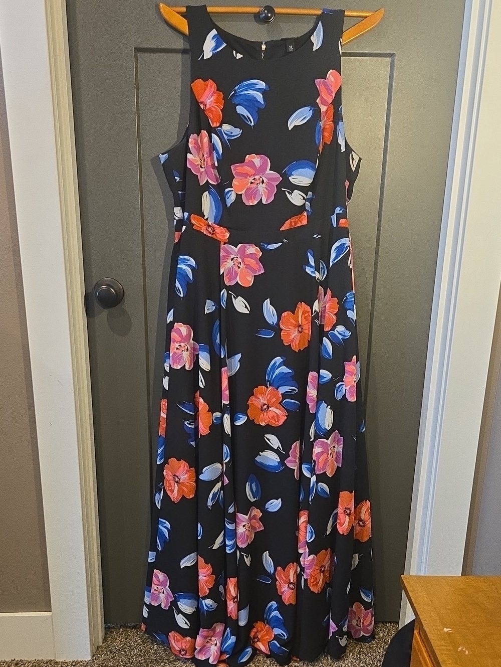 torrid Black Maxi Dress with Pink and Blue Floral Print